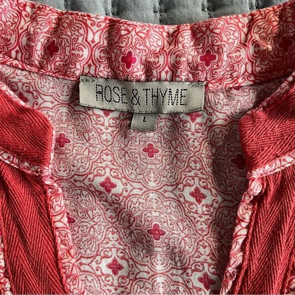 Rose & Thyme Long Sleeve Mosaic Peasant Tunic Pink and White Size Large - Picture 4 of 10